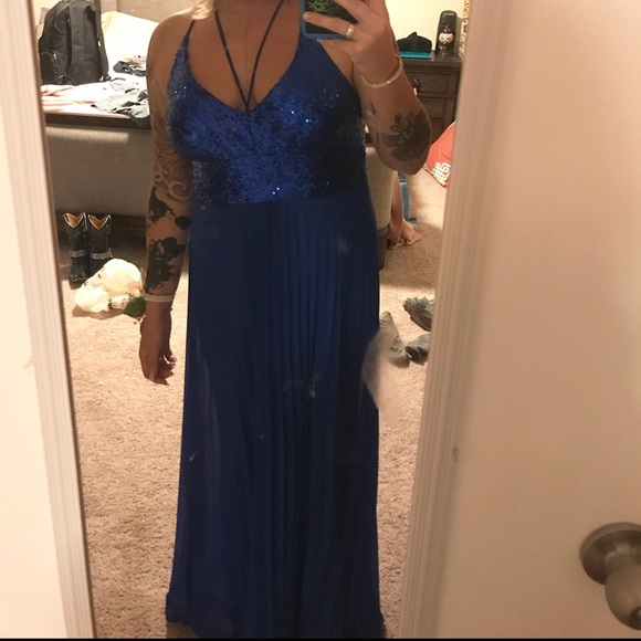 Bright Blue Strappy Gown - Picture 1 of 10